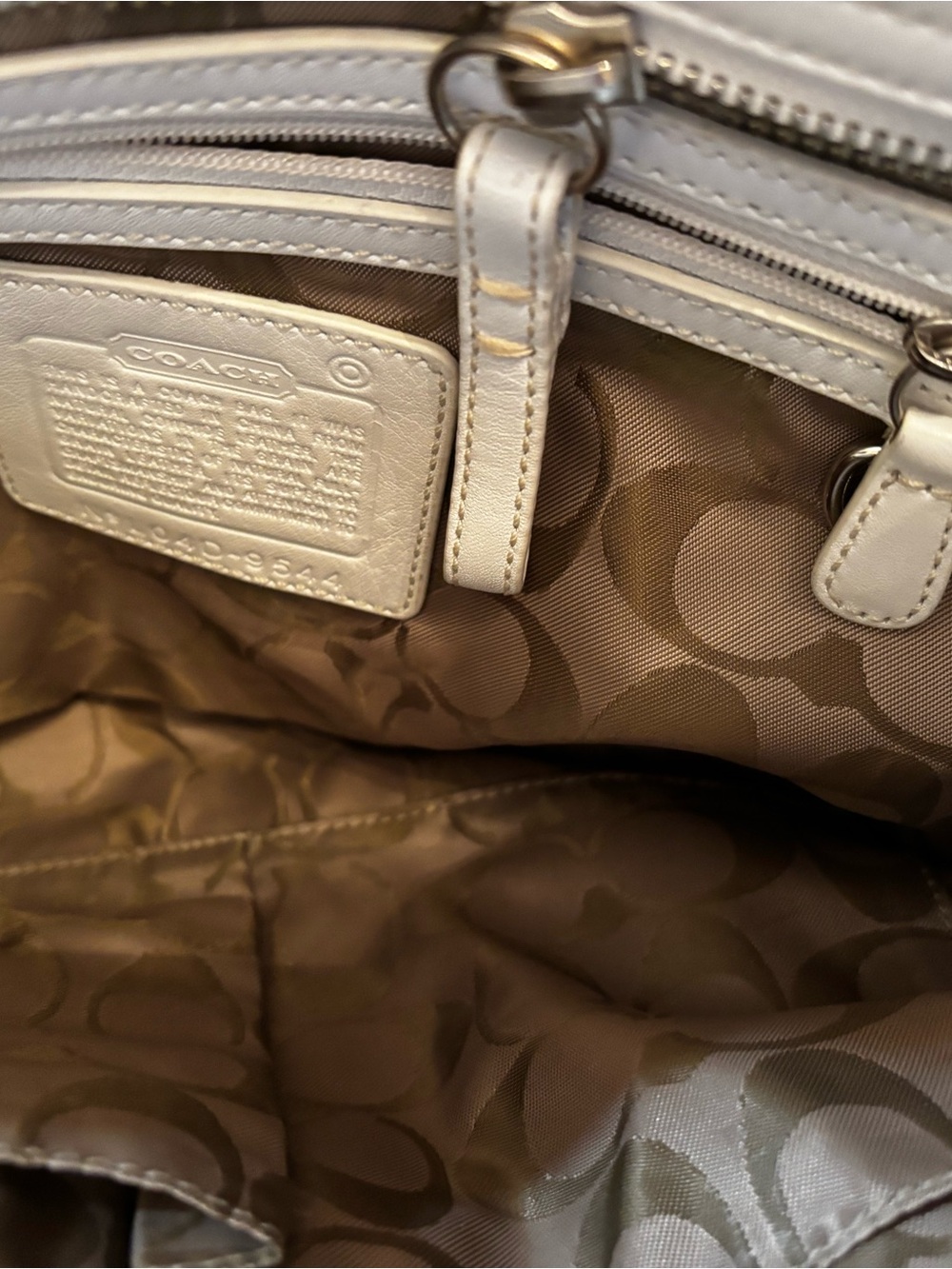 Coach Cream Leather Shoulder Tote with Buckle Accents - Picture 6 of 8